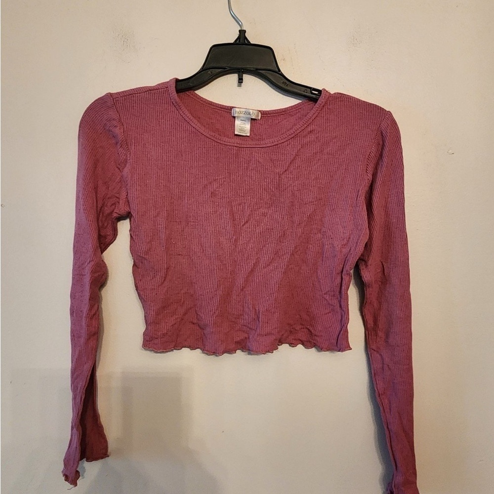 Bozzolo long sleeve Ribbed cropped top shirt size small